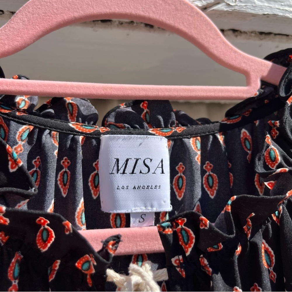 MISA LOS ANGELES black tribal print‎ sleeveless viscose midi dress - Picture 7 of 8